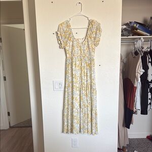 Floral Yellow and White Dress